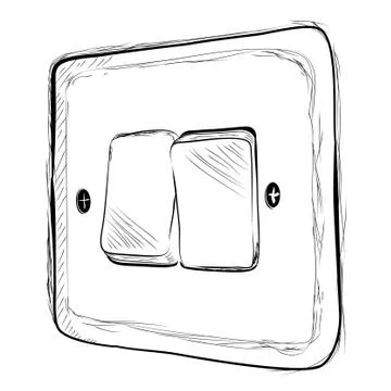 Simple Vector Doodle Hand Draw Sketch on off Electricity Switch Stock Illustration