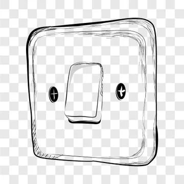 Simple Vector Doodle Hand Draw Sketch on off Electricity Switch at transparen Stock Illustration