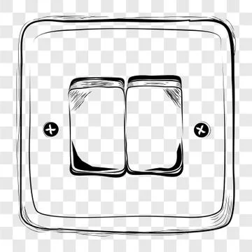 Simple Vector Doodle Hand Draw Sketch on off Electricity Switch at transparen Stock Illustration