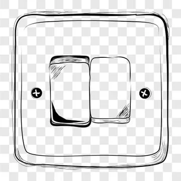 Simple Vector Doodle Hand Draw Sketch on off Electricity Switch at transparen Stock Illustration