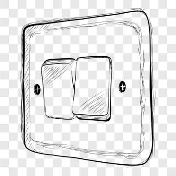 Simple Vector Doodle Hand Draw Sketch on off Electricity Switch at transparen Stock Illustration