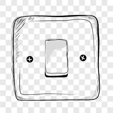 Simple Vector Doodle Hand Draw Sketch on off Electricity Switch at transparen Stock Illustration