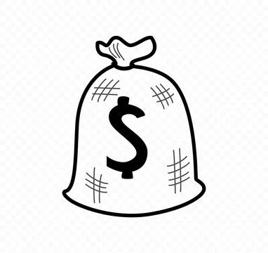 Simple vector doodle of a sack with dollar symbol Stock Illustration