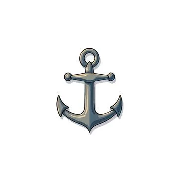 Simple vector drawing of an anchor nautical theme floating above a blank ca.. Ilustração Stock