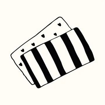 Simple vector drawing of a folded kitchen towel or napkin with a classic Stock Illustration