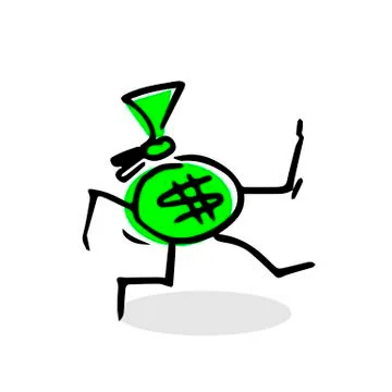 Simple vector drawing of the running money. 스톡 일러스트