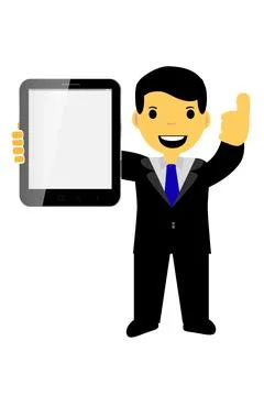 Simple Vector Executive Holding Blank Tablet and give thumb up Ilustração Stock