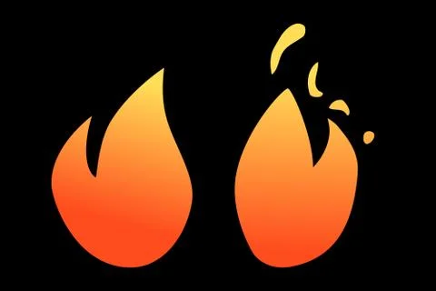 Simple Vector Fire or flammable sign, Isolated on Black Stock Illustration