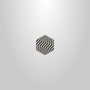 Simple vector flat art minimalistic striped hexagon sign	 스톡 일러스트
