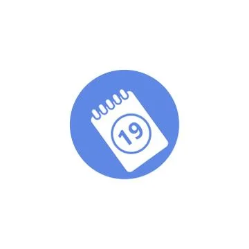 Simple vector flat art round icon of calendar with number nineteen  Illustrazione stock
