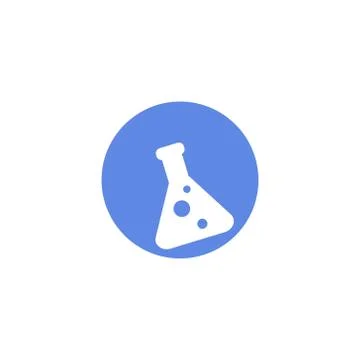 Simple vector flat art round icon of laboratory flask Stock Illustration