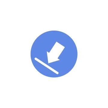 Simple vector flat art round icon of download arrow Stock Illustration