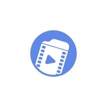 Simple vector flat art round icon of a film video Stock-Illustration