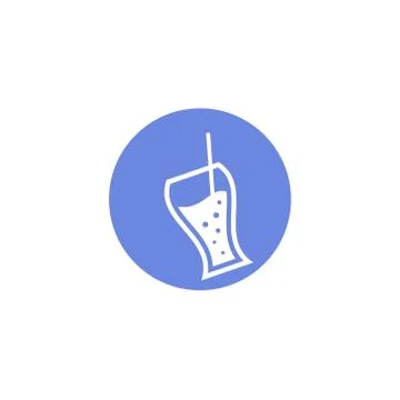 Simple vector flat art round icon of cup with straw Stock Illustration