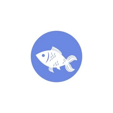 Simple vector flat art round icon of fish sign Stock Illustration