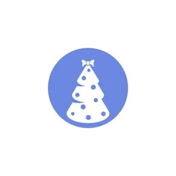 Simple vector flat art round icon of Christmas Tree Stock Illustration