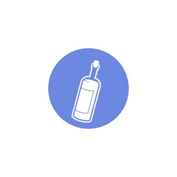 Simple vector flat art round icon of wine bottle Illustrazione stock
