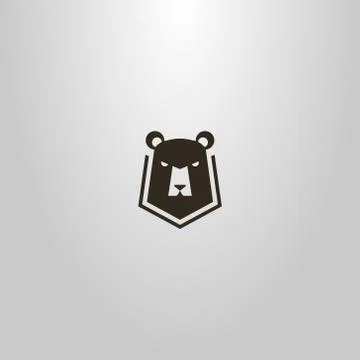 Simple vector flat art sign of a bear head in a shield Stock Illustration