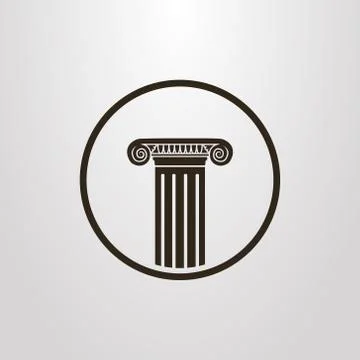 Simple vector flat art symbol of  Greek column in a round frame Stock Illustration