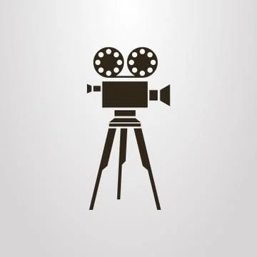 Simple vector flat art symbol of retro camera  Stock Illustration