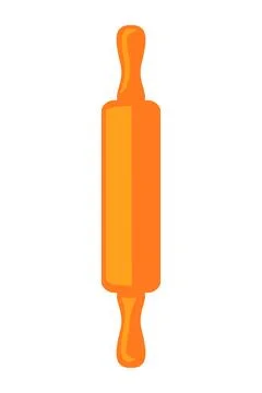Simple vector flat color of rolling pin, isolated on white Stock Illustration