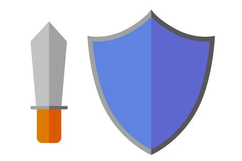 Simple Vector Flat Color Sword and Shield, Illustration for Protection Stock Illustration