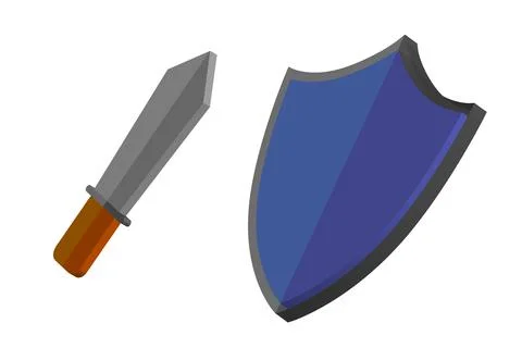 Simple Vector Flat Color Sword and Shield, Illustration for Protection Stock Illustration