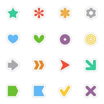 Simple vector flat stickers icon set on white Stock Illustration