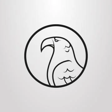Simple vector flat symbol of eagle profile in a round frame Stock Illustration