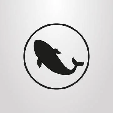 Simple vector flat symbol of fish in a round frame Stock Illustration