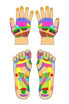 Simple Vector Foot and Hand Traditional alternative heal, Acupuncture, Isolat Stock Illustration