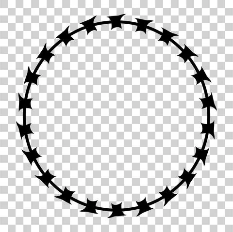 Simple Vector Frame Silhouette Barbed Wire, Circle Shape, at transparent effe Stock-Illustration