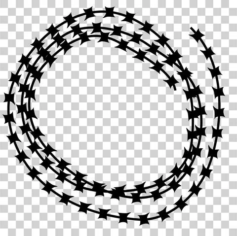Simple Vector Frame Silhouette Barbed Wire, Circle Shape, at transparent effe Illustrazione stock