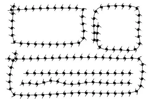 Simple Vector Frame Silhouette Barbed Wire, Rectangle, Square, Rounded Corner Illustrazione stock