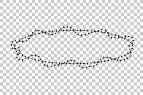 Simple Vector Frame Silhouette Barbed Wire, Oval Shape at Transparent Effect  Stock Illustration