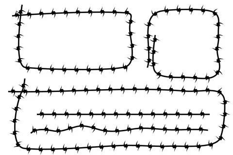 Simple Vector Frame Silhouette Barbed Wire, Rectangle, Square, Rounded Corner Stock Illustration