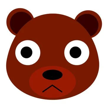 Simple Vector Funny Bear Face, Isolated on White Stock Illustration