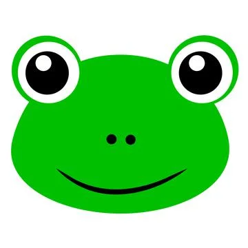 Simple Vector Funny Frog Face, Isolated on White Иллюстрация