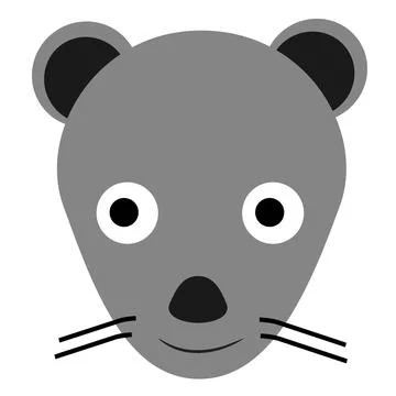 Simple Vector Funny Mouse Face, Isolated on White Illustrazione stock