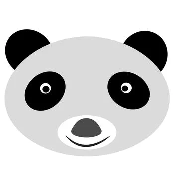 Simple Vector Funny Panda Face, Isolated on White Stock Illustration