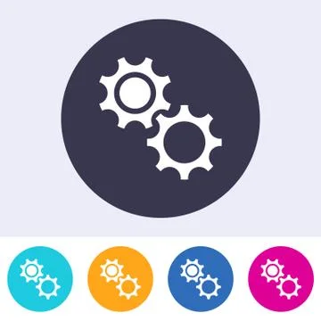 Simple vector gears icon colorful buttons Illustration