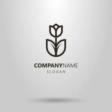 Simple vector geometric line art logo of a tulip flower Stock Illustration