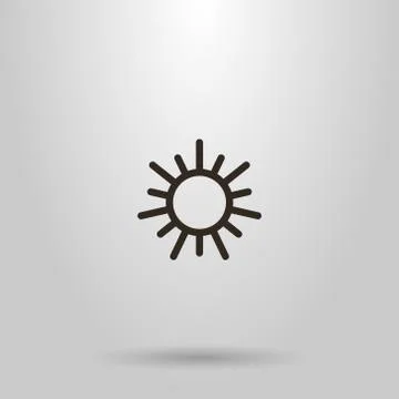 Simple vector geometric line art sign of the round sun with rays Stock Illustration
