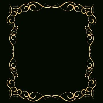 Simple vector gold frame with interwoven elements for decoration of invitation Stock Illustration