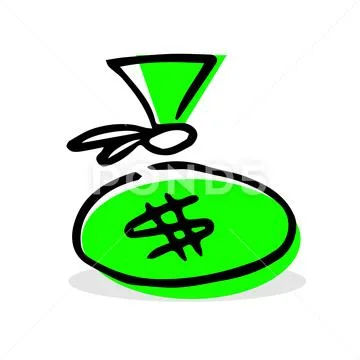 Simple vector with a green bag with money. Stock Illustration