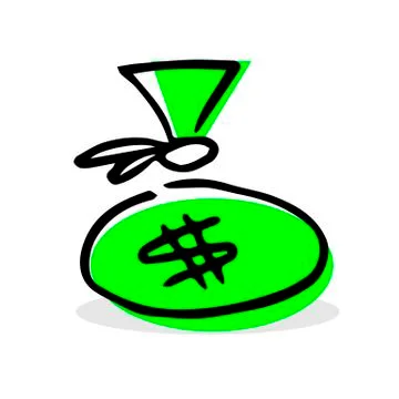 Simple vector with a green bag with money. Stock Illustration