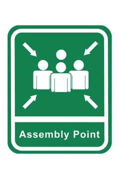 Simple Vector Green White Sign, Assembly Point, rounded corner Rectangle Stock Illustration