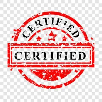 Simple Vector Grunge Red and Black rubber stamp, Certified, at transparent ef Stock Illustration