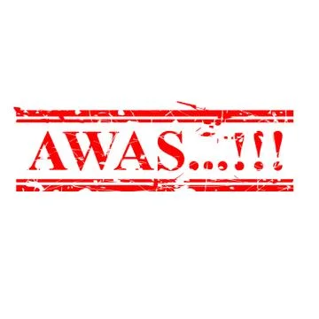 Simple Vector Grunge Red Rubber Stamp, Awas, Beware in indonesia language, is Stock Illustration