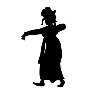 Simple Vector Hand Draw Silhouette of Young Girl Traditional Bali Indonesia Illustrazione stock